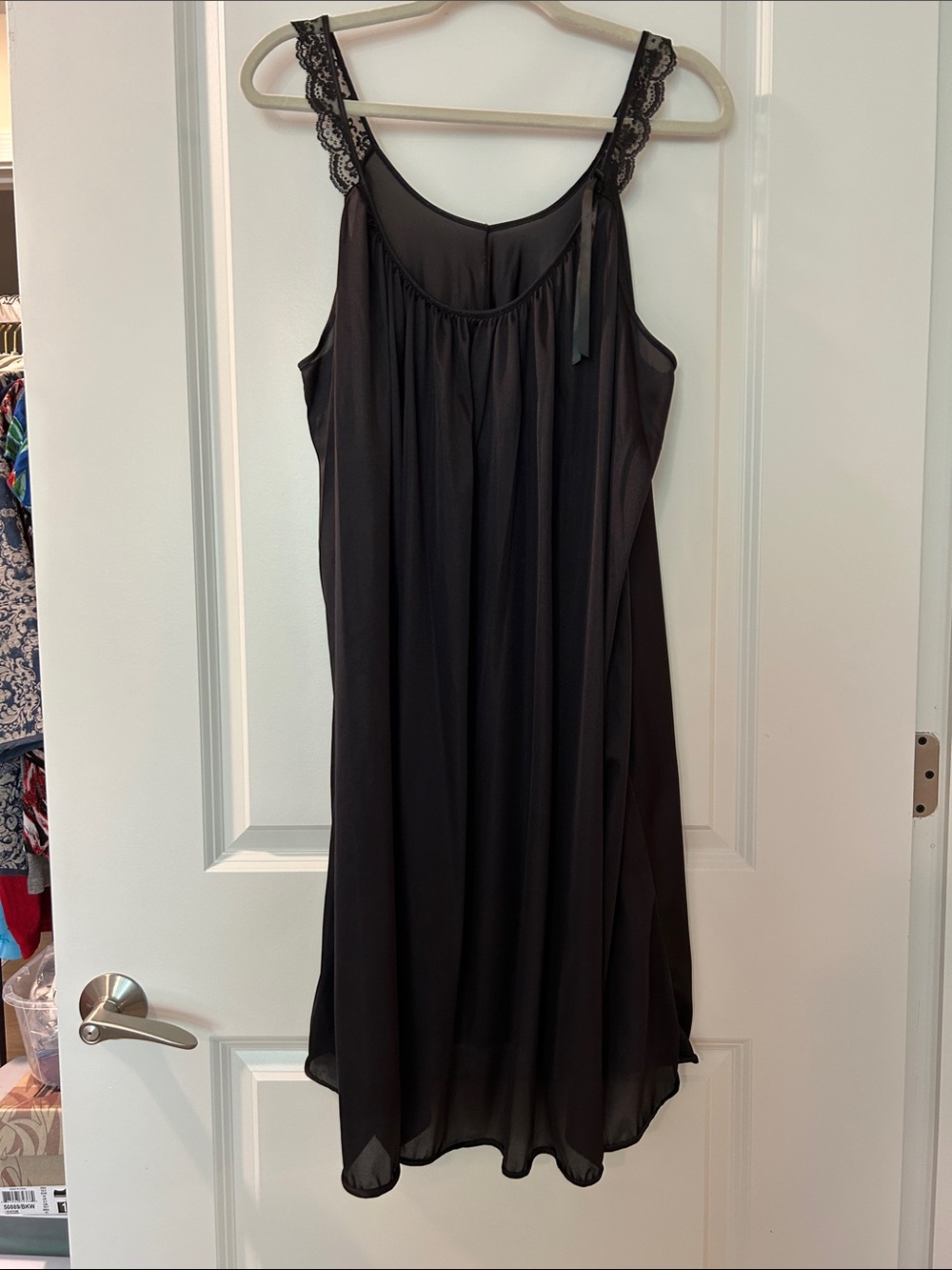 Petra Fashions Black Nylon Lingerie with Lace Straps